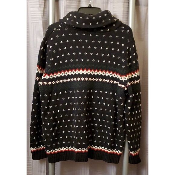 VINTAGE Chaps Ralph Lauren Black Cotton Fair Isle Ski Knit Holiday Sweater 1X XL - Picture 7 of 7